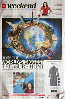 Front page of Telegraph Weekend showing an llustration by Jon Lucas for The Great Global Treasure Hunt