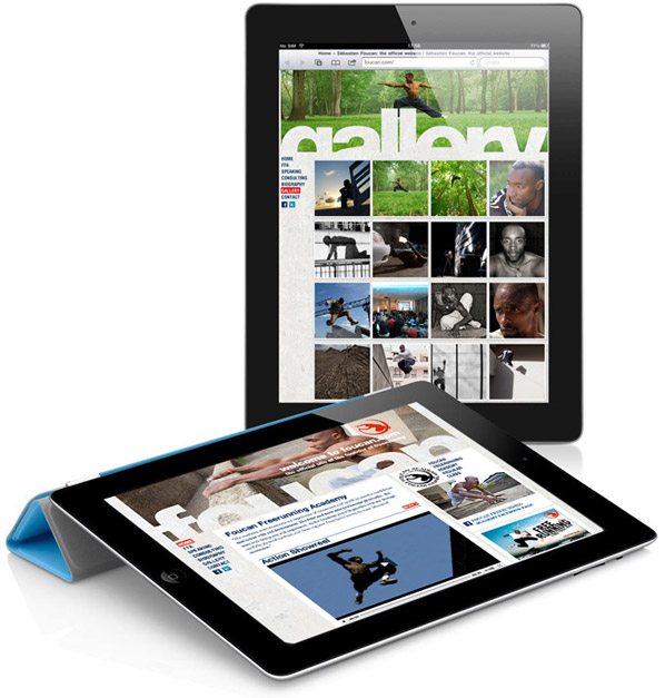 Web design | featuring iPad views of Sébastien Foucan's website